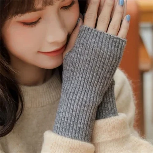 Kurze fingerlose Handschuhe Damen-Fäustlinge für den Winter, wärmer, gestrickt, feine, lässige, weiche Mädchen, Gothic-Kleidung, Punk- und Gothic-Handschuhe
