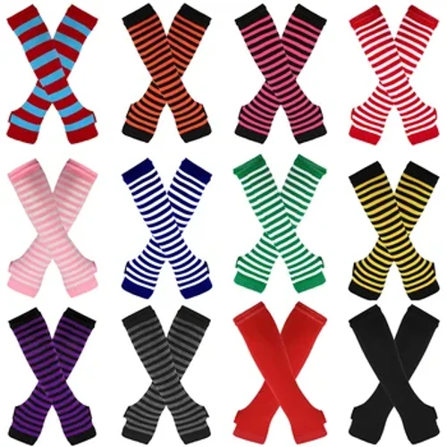 Moda zimowa w paski ocieplacze na ręce z dzianiny kobiecy nadgarstek ocieplacz na dłonie Pure Color długie rękawiczki bez palców rękawiczki damskie