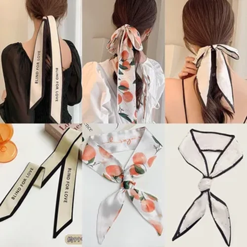 Moda çap ediş şifony, Grace uzyn lenta ýaýly aýal başlyk geýim Scrunchie ponytail eýesi aýal ýüpek şarflar saç topary