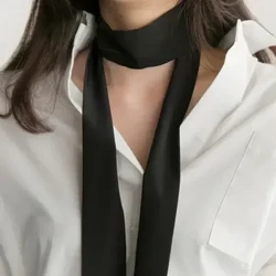 5X190CM Sciarpa lunga stretta da donna 190x5cm Chiffon di colore solido Gomma di seta Cravatta rossa Borsa nera Fasce a nastro Girocollo Streamer
