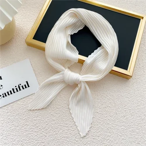 Kvinder Plisseret satin tørklæde Hovedtørklæde Halsetørklæde Skinny Ribbon Firkantet hår bindebånd tørklæde Satin Foulard tørklæder Dekorativt
