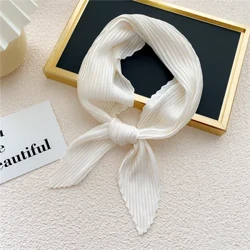 Fa'afafine Pleated Satin Scarf So'ofu'ula'i Lipine Pa'u Lipine Fa'afa'afa Nonoa Fa'aulu Fa'asolo Fa'asolo Satin Foulard sikafu teuteu.