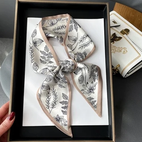 Bufanda con estampado de moda para el pelo para mujer, bolso para corbata, bufandas de seda satinada, pañuelos para la cabeza ajustados, Foulard de mujer, bandas florales, novedad de 2022