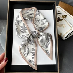 Modetryk Hårbånd Tørklæde Kvinder Halsetaske Tørklæder Satin Silke Skinny Tørklæder Damer Foulard Blomsterbånd 2022 Ny