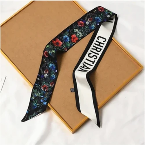 2022 Summer Fashion Fou Tarot La'au Fugalaau Mamanu Tama'ita'i Teuga 100% Twill Silk Scarf Streamer Long Strip Silk Scarf Ripini