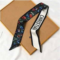 Imfashini Yasehlobo Yango-2022 Isitshalo Esisha Se-Tarot Izimbali Iphethini Umhlobiso Wabesifazane 100% I-Twill Silk Scarf Streamer Iribhoni Elide lesikhafu likasilika