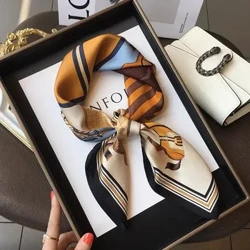 70X70 CM Moda Saç Eşarp Kadınlar için Tasarım Kafa Bandı Şerit Saten Ipek Kare Eşarp Bayan Bilek Wrap Tasarım Çoklu Stiller