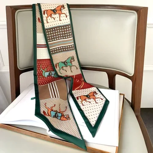 Pikk siidist sallikott Lips Lady Neck kõhn sallid Juuksepael Foulard Horse Print Brand Lady kaelaräti lint 2021 kevad uus