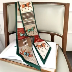 Dài Khăn Lụa Túi Thắt Nơ Nữ Cổ Skinny Khăn Băng Đô Quấn Tóc Foulard Ngựa In Thương Hiệu Nữ Cổ Ruy Băng Mùa Xuân 2021 mới