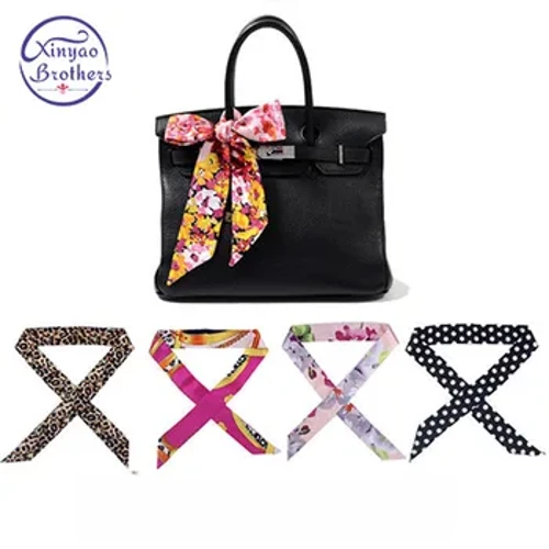 Moins cher femmes dames bandeau foulard en soie mode écharpe cheveux sacs poignée décoration cravate multifonction main ruban écharpe