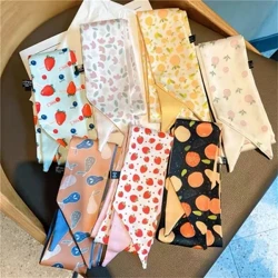 sgarffiau gwallt ar gyfer merched rhaffau rhwymau headband rhubanau ar gyfer menywod sgarffiau cul hir bach sgarff diy print bag arddwrn satin