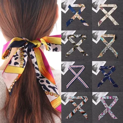 Lenço de seda pequeno estampado, cachecol de pescoço, bolsa, decoração, fita, cintura de pulso, faixa de cabelo, acessórios de decoração, lenço de mão