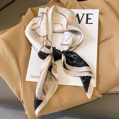 Sciarpa quadrata in seta magra Donna Stampa floreale di lusso Foulard Testa Hijab Fazzoletto da collo Bandana Borsa Nastro Lady Fasce per capelli in raso morbido