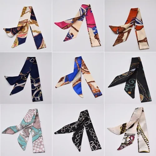 Nhỏ Khăn Lụa Cho Nữ 2021 In Mới Túi Ruy Băng Thương Hiệu Thời Trang Đầu Khăn Nhỏ Dài Skinny Khăn Bán Buôn