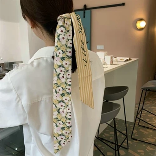 Ibhande Lekhanda Lemfashini I-Multicolor Ephrintiwe Kasilika Isikhafu Sezinwele Ibhande Lowesifazane Elibopha Izinwele Isesekeli Intambo Yekhanda I-French Ribbon Izesekeli
