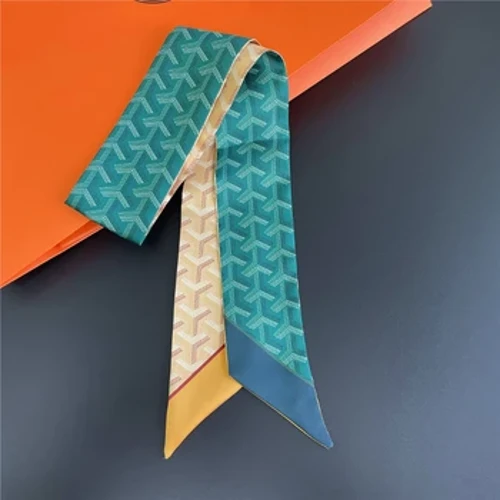 Sciarpe di nastro di seta skinny con stampa di design di lusso Sciarpe con banda di raso morbido Fazzoletto da collo femminile Fascia per capelli Foulard Sciarpe con collo Borsa regalo