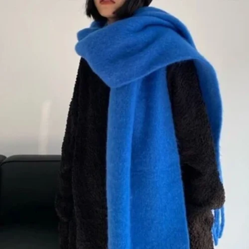 Vinter Scarf Dam Lyx Höst Vinter Cashmere Scarf Förtjockad Varm Sjal Klassisk tofs Fluffig Scarf Enfärgad Mjuk Sjal