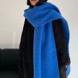Vinterskjerf Dame Luksus Høst Vinter Cashmere Skjerf Tykket varmt sjal Klassisk dusker Fluffy skjerf Ensfarget mykt sjal