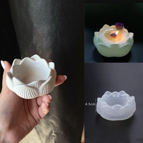 3D Lotus Silikone Form Krukke DIY Aromaterapi Lyse Form Pot Håndlavet Smykke Opbevaringsboks Fremstilling Beton Lys Krukke Planter