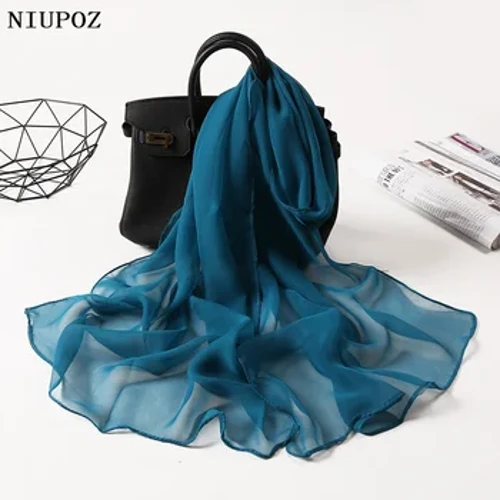 Fraen Foulard Gradient Solid Color Chiffon Georgette Schal Bandana Elegant Long Shawl Hijab Summer Sonneschutz