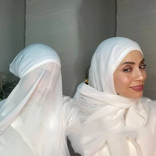 Pronto para usar hijab de chiffon instantâneo com lenço inferior para mulher muçulmana xale de chiffon de cor sólida e capota hijab 180*70cm