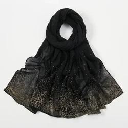 Châle en Lurex uni à paillettes scintillantes pour femme, écharpe au Design classique, bandeau brillant, couleur unie, Hijab musulman Ramanda