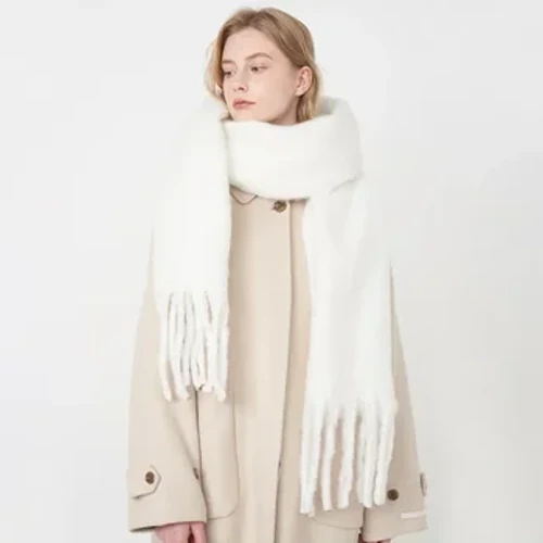 Phụ Nữ Mới Dày Khăn Choàng Quấn Khăn Mùa Đông Ấm Áp Thời Trang Màu Khăn Choàng Pashmina Tua Dài Hijab Stoles Bufanda mujer