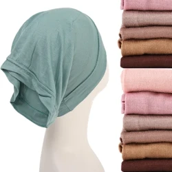 2023 șepci interioare hijab de culoare solidă moale șapcă turban musulman stretch Moda musulmană Islam Hijab șapcă eșarfă pentru femei musulmane batic