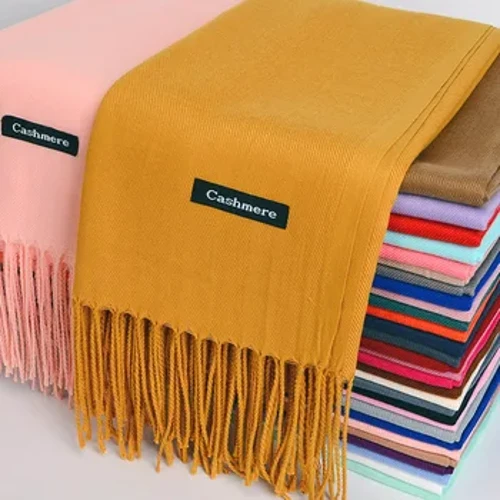 Multi-purpose Imitation Cashmere Scarf Brushed Solid Color Thickened Scarf mahabang Scarf Winter Cashmere Tassel Shawl Shoulder Girl