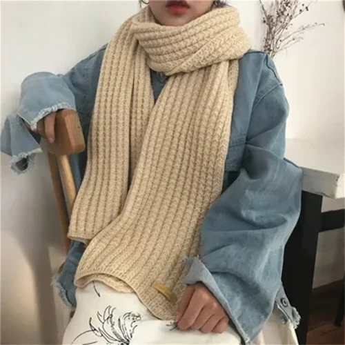 Faisean Mná Fir Geimhreadh Te Scarf Cniotáilte Dath Soladach Allamuigh Tiubh Muineál Fillte Vintage Scaifeanna Fada Clúdach Muineál