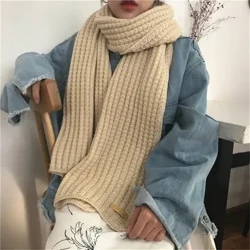 Thời Trang Nam Nữ Mùa Đông Ấm Áp Dệt Kim Khăn Đồng Màu Ngoài Trời Làm Dày Cổ Vintage Đeo Dài Khăn Quàng Cổ Cổ Bao
