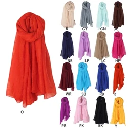 Mode Neu 16 Farben Damen Langer Schal Wickelschals Vintage Baumwolle Leinen Großer Schal Hijab Elegant Einfarbig Schwarz Rot Weiß