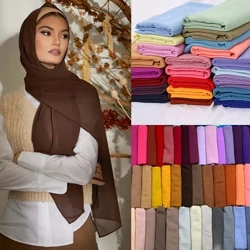 Moda pérola chiffon hijab xales de mulheres muçulmanas cor sólida cabeça envolve cachecol para senhoras