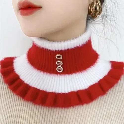 Colletti elastici al collo in maglia Sciarpa al collo in lana lavorata a maglia Colletti in lana tinta unita Ornamenti Colletto finto per donna alla moda