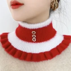 Colletti elastici al collo in maglia Sciarpa al collo in lana lavorata a maglia Colletti in lana tinta unita Ornamenti Colletto finto per donna alla moda