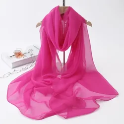 Serviette de plage coréenne en mousseline de soie, couleur unie, châle de protection solaire, 190x120cm, écharpe d'été Ultra fine et longue en soie glacée pour femmes T63