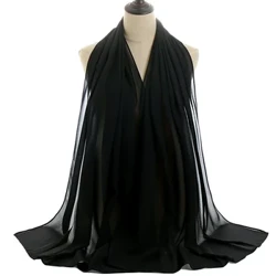 Feminino simples bolha chiffon hijab cachecol impresso cor sólida xale bandana muçulmano hijabs turbante lenços de chiffon bandana 83 cores