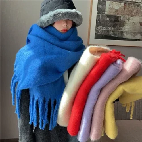 Moda de lux, culori solide, eșarfă îngroșată pentru femei, șaluri de cașmir, eșarfe calde de iarnă, pashmina moale, înveliș