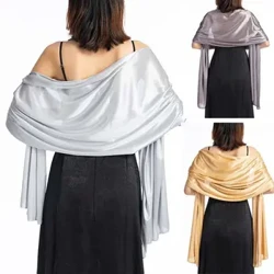 Utsökt sjal Scarves Wrap för bröllop Aftonklänning Party Pure Color Lång Scarf