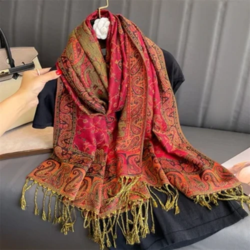 Luksusmærke Autumn Cashmere Pashmina Shawl Lady Wrap Warm Vinter tørklæder Design Print Kvinde Foulard Bomuld Stoles tørklæde 2023