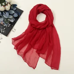 Sciarpa in chiffon di colore solido per le donne Sciarpa per la testa Avvolge il collo Bandana Fazzoletto in chiffon sottile Fazzoletto da spiaggia Sciarpa di seta con protezione solare Foulard