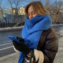 Mùa Đông Chắc Chắn Khăn Choàng Nữ Cashmere Dày Ấm Áp Và Lông Tơ Khăn Kéo Dài Sang Trọng Cổ Điển Tua Rua Chắc Chắn Khăn Choàng Mềm Mại
