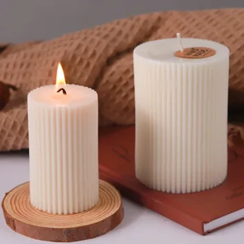 Randig cylindrisk silikonljusform DIY Handgjord doftljus Tvål Hantverksformar Harts Gips Göra heminredning till middag