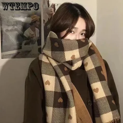 Aithris Gheimhridh WTEMPO Cashmere Grá Dhéthaobhach na mBan Scarf Plaisteacha Tassel Cóiréis Seálta Mór Téite Ilghnéitheach Timfhilleadh Tiubh