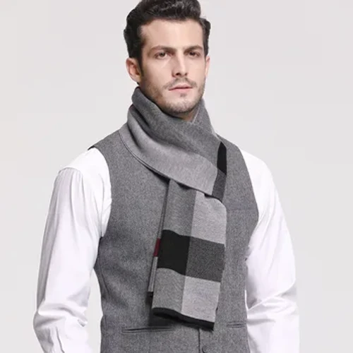 RUNMEIFA 2022 Klassisk höst & vinter Varm plädad manscarf Cashmere Wool Panama Mjukrandig lång halsduk hög kvalitet 40 färger