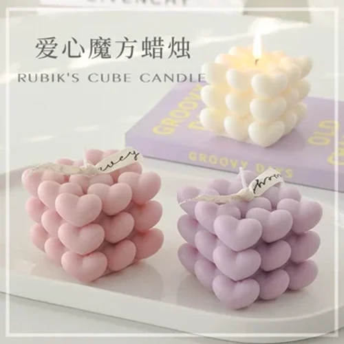 Coinnle Aromatherapy Cruth Croí Mould Silicone Is breá le Ornáidí Gipseam, Múnlaí Stroighne DIY Maisiú Baile Mhúirín Roisín a Dhéanamh Coinneal