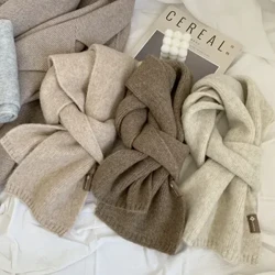2023 Korea Cashmere Skjerf Dame Høst Vinter Mote Populært strikket Tykt Varmt Mykt Skjerf Kontor Dame Elegant kvinnesjal