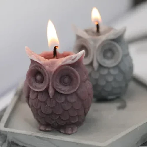 Llwydni Candle Silicôn Tylluan 3D DIY Plaster Anifeiliaid wedi'u Gwneud â Llaw Mowldiau Aromatherapi Cannwyll Crefft Resin Yr Wyddgrug Rhodd Addurn Cartref
