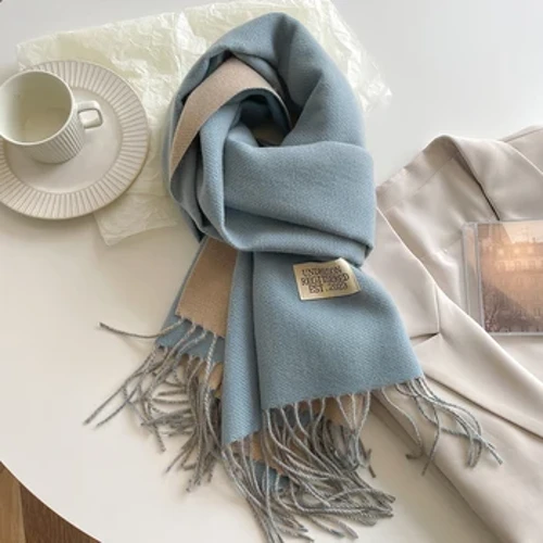 2023 nova moda cachecol de caxemira inverno quente para mulheres estilo coreano malha cor sólida dupla face envolve lenço