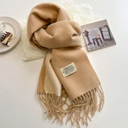 2023 inverno quente cachecol de caxemira para mulheres moda casual cor sólida dupla face lenço xale envolve cobertor